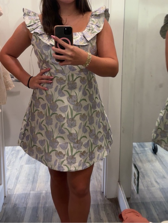Dresses & Skirts - Girls Floral Ruffle-Shoulder Dress in Lavender and Cream